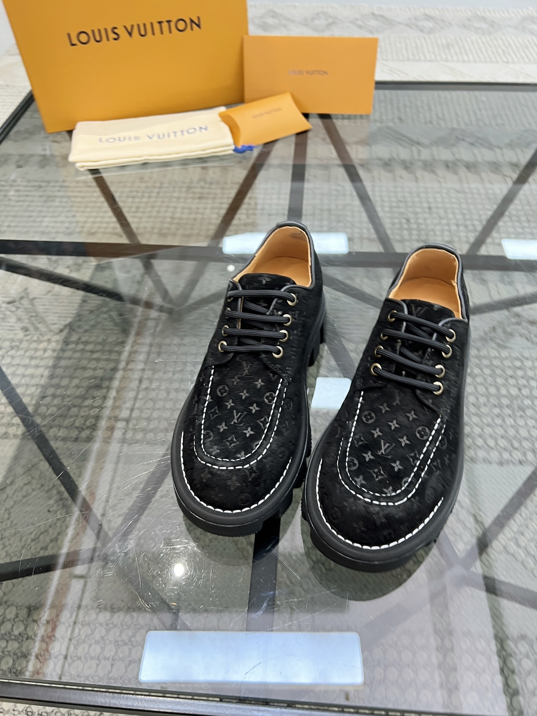 Louis Vuitton Men's Black Leather Oxford Sneakers, Size 39-44 4 cmp i1746690806462 1026 0 2