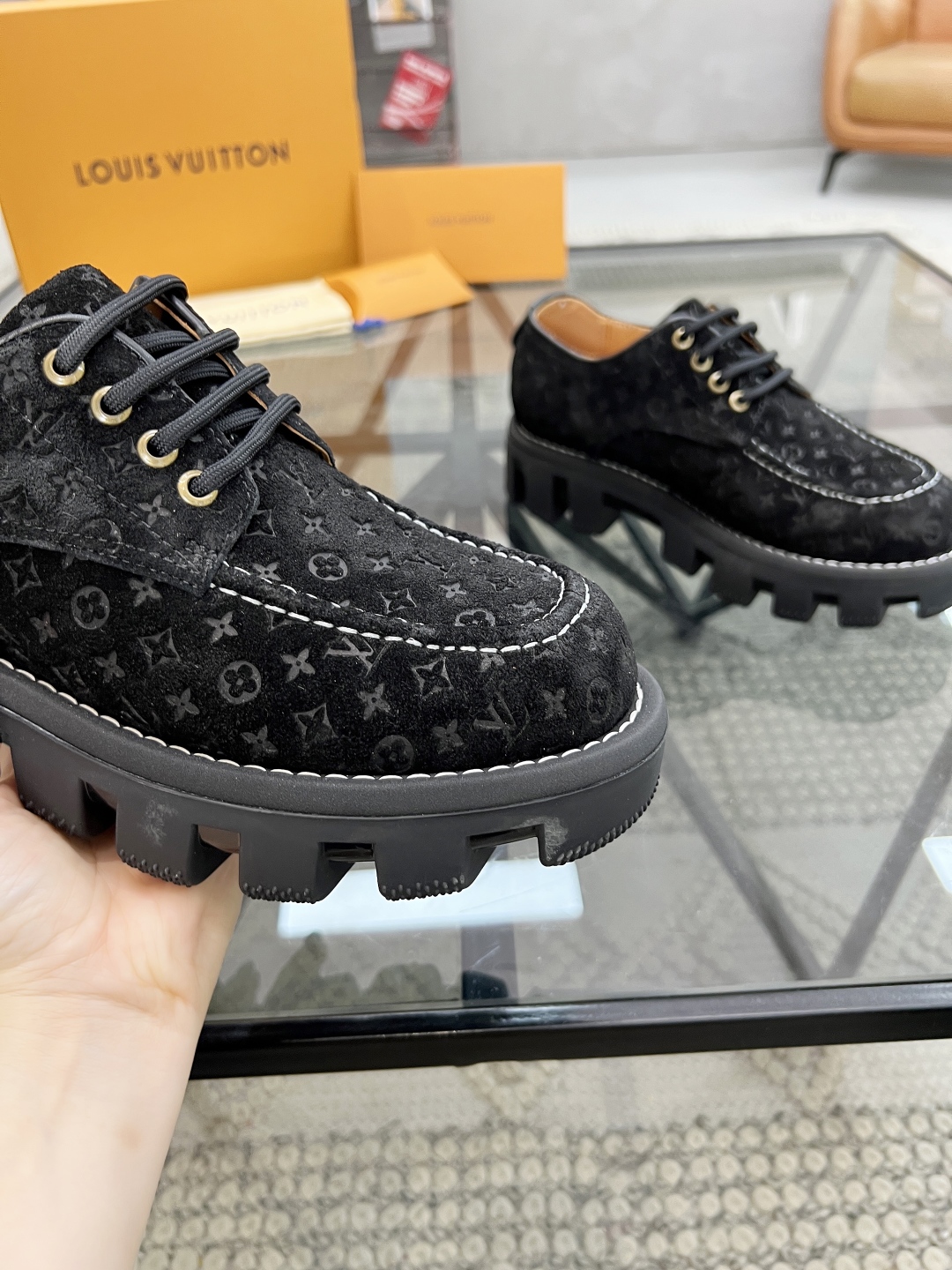 Louis Vuitton Men's Black Leather Oxford Sneakers, Size 39-44 7 cmp i1746690811641 6727 0 4