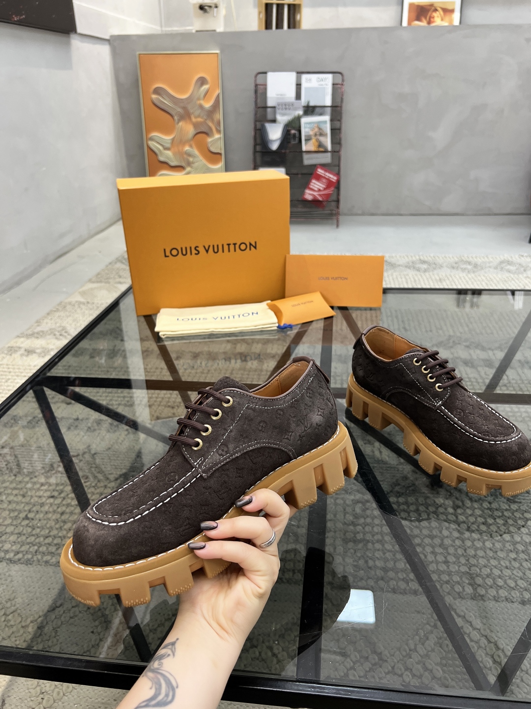 Louis Vuitton Men's Casual Leather Oxford Shoes - Brown, Sizes 39-44 6 cmp i1746690851434 4429 0 4