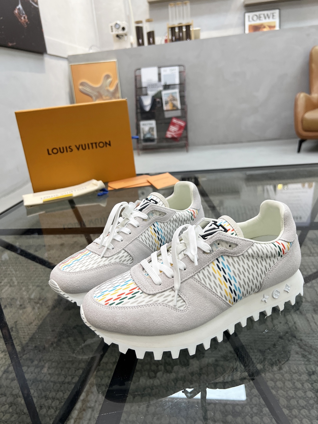 Louis Vuitton Men's White Leather and Fabric Casual Sneakers 1 Louis Vuitton Men's White Leather and Fabric Casual Sneakers