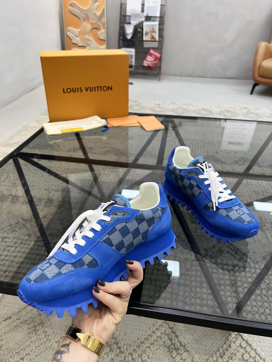 Louis Vuitton Men's Blue Leather and Fabric Casual Sneakers, Size 38-44 5 cmp i1746691700308 5508 0 3
