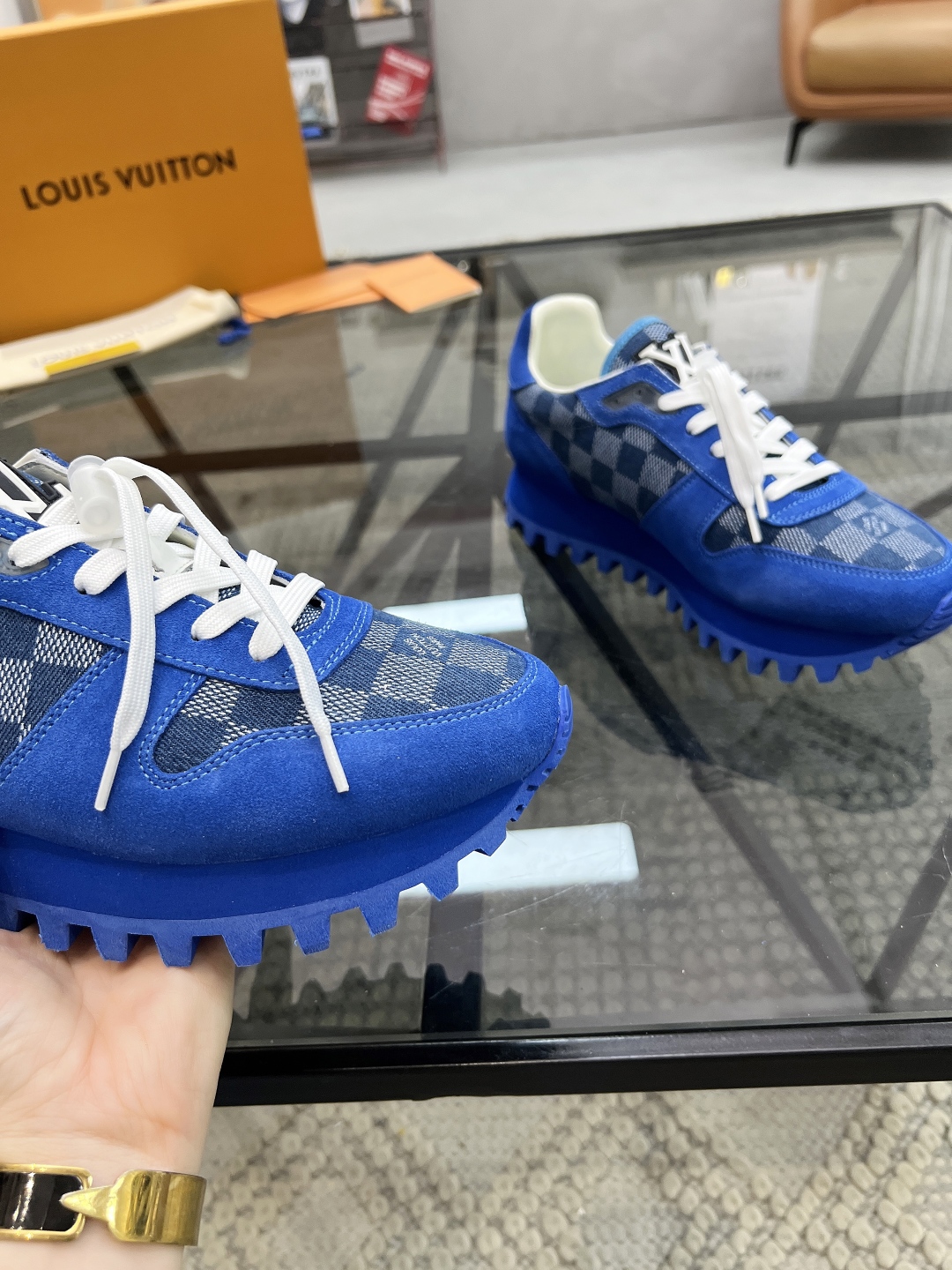 Louis Vuitton Men's Blue Leather and Fabric Casual Sneakers, Size 38-44 7 cmp i1746691711057 1445 0 5