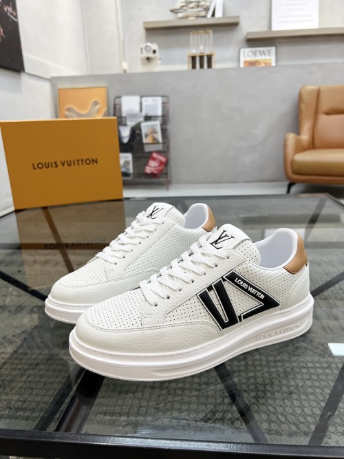 Louis Vuitton Men's White Leather Casual Sneakers - Stylish & Comfortable