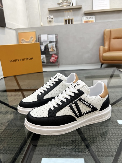 Louis Vuitton Men's Sneakers Leather Casual Shoes - White/Black, Sizes 39-44 1 Louis Vuitton Men's Sneakers Leather Casual Shoes - White/Black, Sizes 39-44