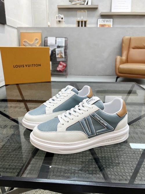 Louis Vuitton Men's Blue Leather Casual Sneakers Designer Shoes Size 39-44 1 Louis Vuitton Men's Blue Leather Casual Sneakers Designer Shoes Size 39-44