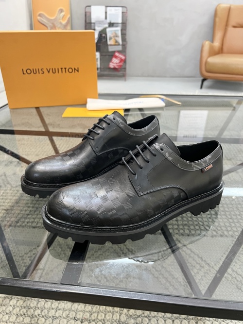 Louis Vuitton Men's Black Leather Lace-Up Dress Shoes,Italian Leather