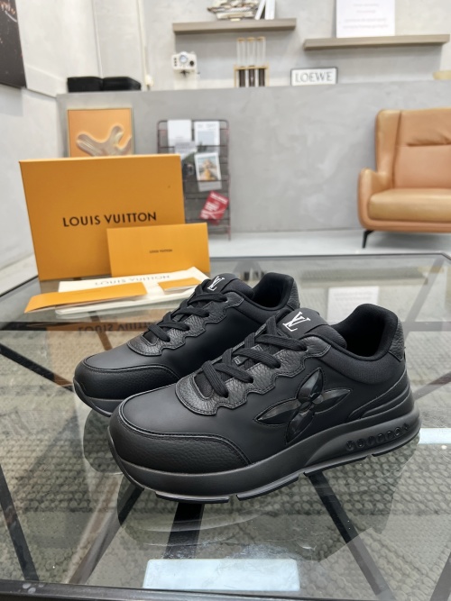 Louis Vuitton Men's Black Leather Run Away Sneakers, Luxury Comfort 1 Louis Vuitton Men's Black Leather Run Away Sneakers, Luxury Comfort