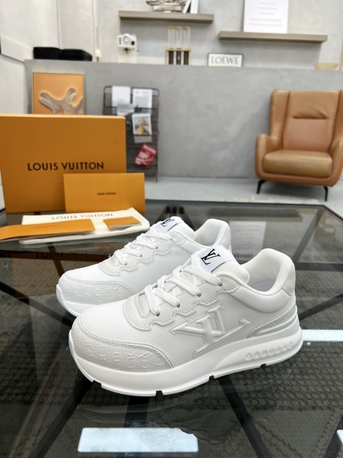 Louis Vuitton Men's White Leather and Mesh Run Away Sneakers Size 39-44 1 Louis Vuitton Men's White Leather and Mesh Run Away Sneakers Size 39-44