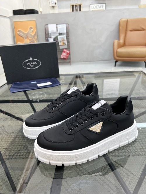 Prada Men's Black Leather & Canvas Sneakers - Comfortable & Stylish