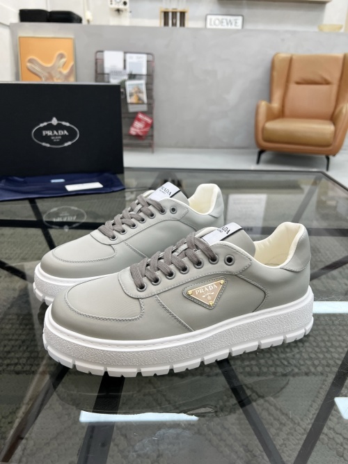 Prada Men's Gray Canvas & Leather Platform Sneakers, Sizes 38-46 1 Prada Men's Gray Canvas & Leather Platform Sneakers, Sizes 38-46