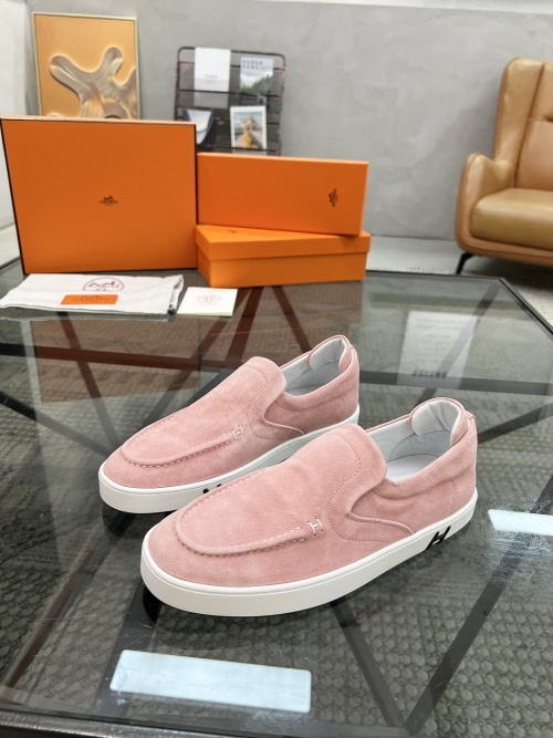 Hermès Men's Pink Leather Slip-On Sneakers - Italian Craftsmanship 1 Hermès Men's Pink Leather Slip-On Sneakers - Italian Craftsmanship