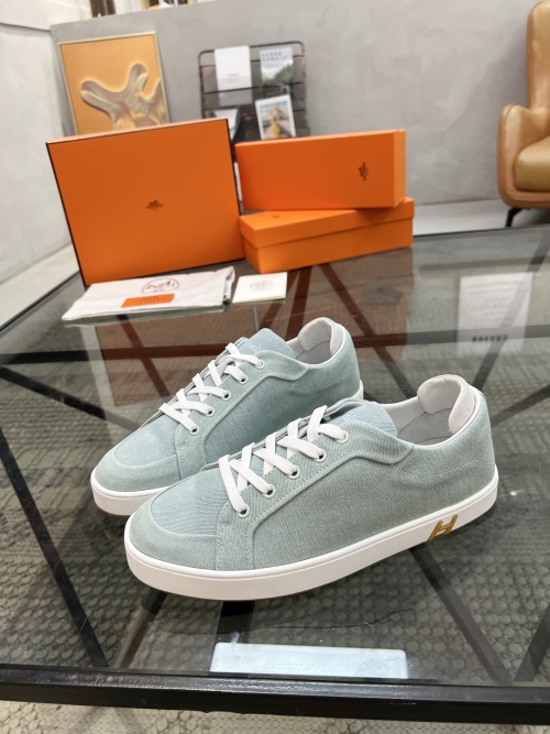 Hermès Men's Décontracté Sneakers in Light Blue Canvas and Leather 1 Hermès Men's Décontracté Sneakers in Light Blue Canvas and Leather