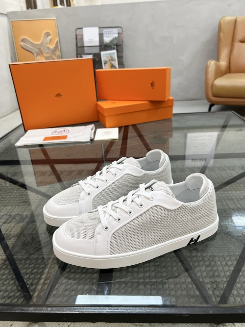 Hermès Men's White Leather Sneaker, Lace-Up, Comfortable Walking Shoes, Sizes 39-44 1 Hermès Men's White Leather Sneaker, Lace-Up, Comfortable Walking Shoes, Sizes 39-44