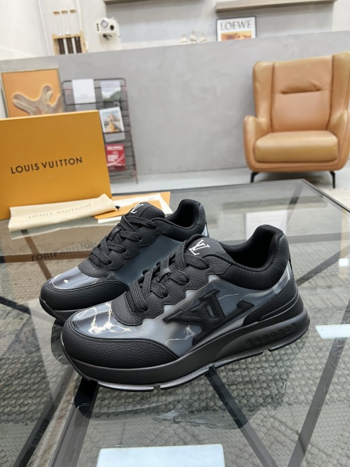 Louis Vuitton Men's Run Away Pulse Sneaker in Black Leather and Iridescent Fabric