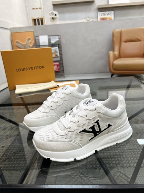 Louis Vuitton Men's White Leather Run Away Pulse Sneakers, Sizes 39-46 1 Louis Vuitton Men's White Leather Run Away Pulse Sneakers, Sizes 39-46