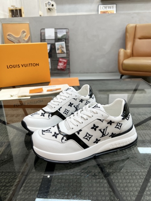 Louis Vuitton Men's White Leather Monogram Sneakers Casual Shoes 1 Louis Vuitton Men's White Leather Monogram Sneakers Casual Shoes