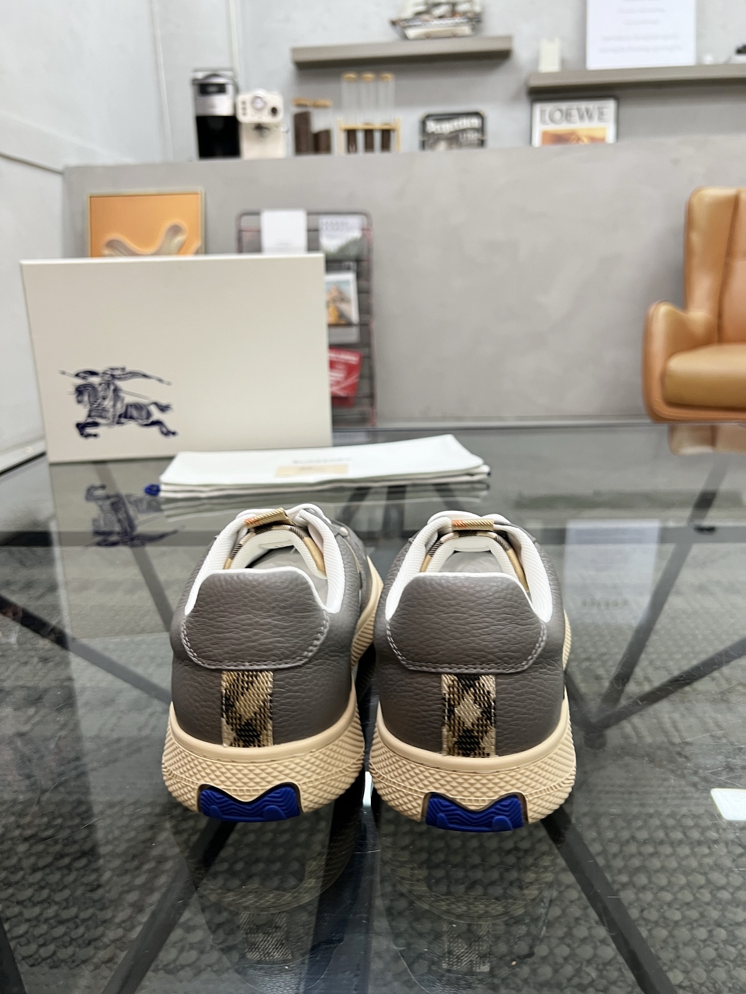 Burberry Men's Vintage Check Leather Sneakers, Lace-Up Casual Shoes 9 cmp i1751007241066 9984 0 7
