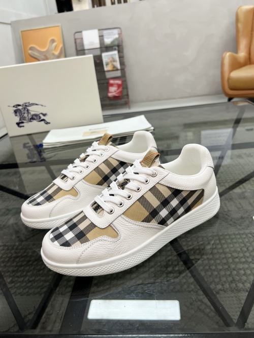 Burberry Men's White Leather & Check Pattern Sneakers Lace-up Size 38-44 1 Burberry Men's White Leather & Check Pattern Sneakers Lace-up Size 38-44
