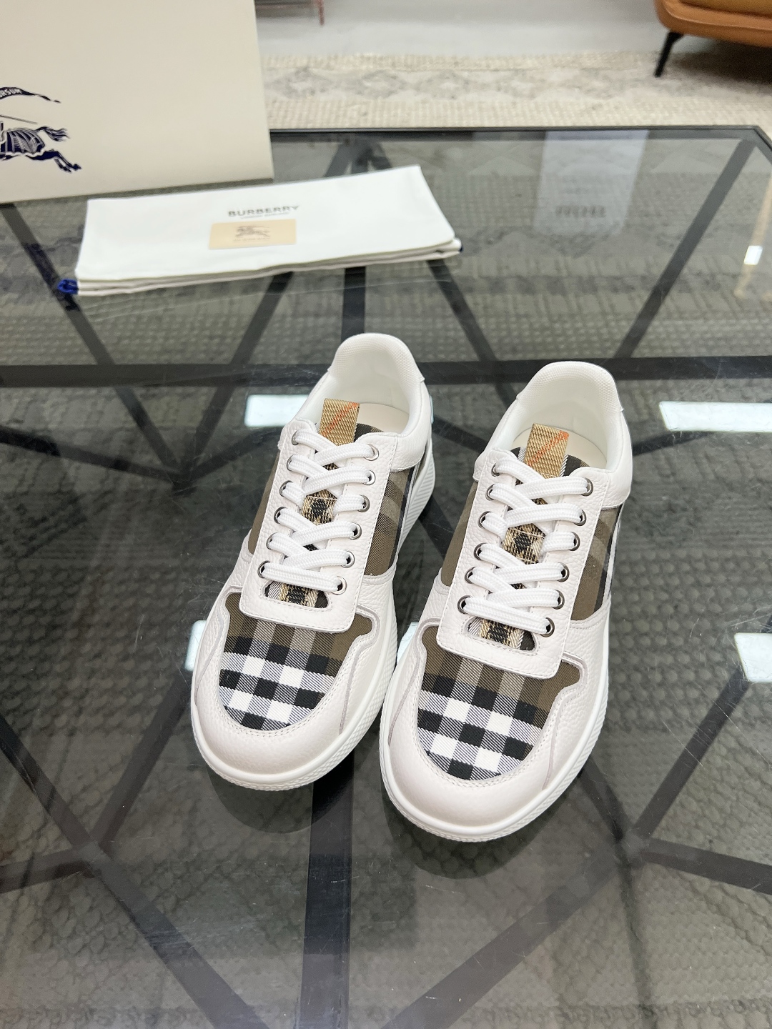 Burberry Men's Leather & Check Fabric Sneakers - Comfortable & Stylish 4 cmp i1751007298822 8590 0 2