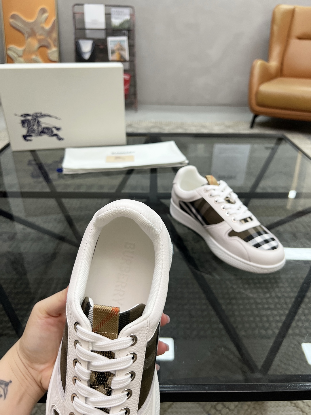 Burberry Men's Leather & Check Fabric Sneakers - Comfortable & Stylish 8 cmp i1751007302551 4783 0 6