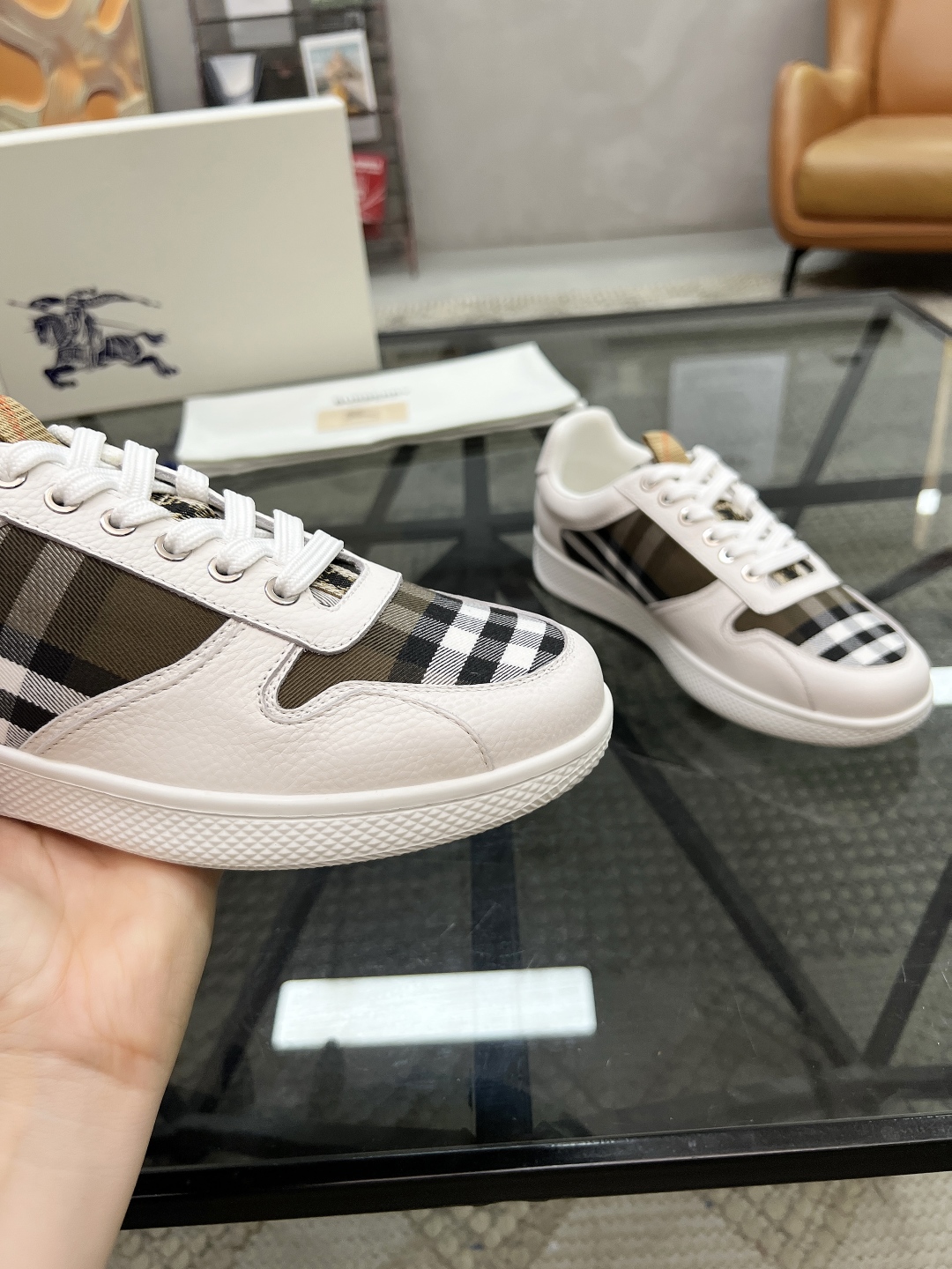 Burberry Men's Leather & Check Fabric Sneakers - Comfortable & Stylish 7 cmp i1751007302566 7613 0 5