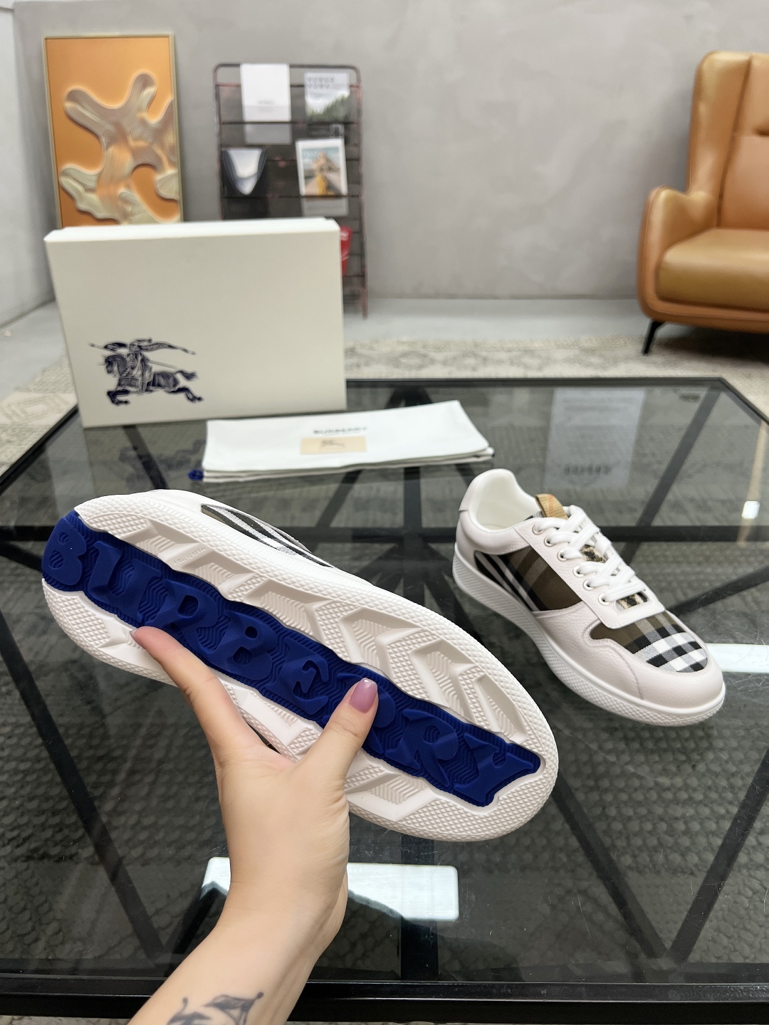 Burberry Men's Leather & Check Fabric Sneakers - Comfortable & Stylish 10 cmp i1751007306639 4914 0 8