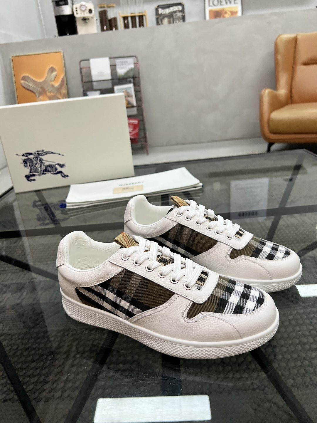 Burberry Men's Leather & Check Fabric Sneakers - Comfortable & Stylish 3 cmp i1751007306653 5142 0 1