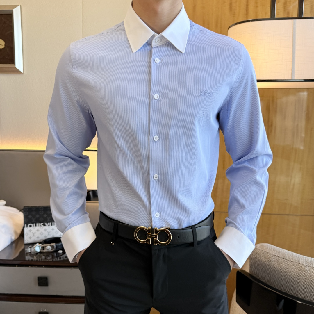 NO:625195,Gucci - 2025ss spring and summer fashion hot-selling high-quality long-sleeved shirts, sold through trading company channels, in perfect condition, belonging to cabinet level, predictable hot-selling, advanced custom-made imported high-grade cotton blended fabrics, master tailoring, invincible texture, excellent skin-friendly, very outstanding aesthetic design, exquisite craftsmanship, smooth lines, perfect match!  Easily upgrade your sense of fashion, with high recognition, great upper body effect, extremely sophisticated and rigorous workmanship, neat and meticulous wiring, it can be worn for business or daily leisure!  Counter size M-3XL,,shirts,alexander wang19860909古奇 - 2025ss春夏时尚大爆款精品长袖衬衫,贸易公司渠道货,品相完美如斯,属于入柜级别,可预见性的爆款,高级定制进口高级棉混纺面料,大师级剪裁,质感无敌,亲肤性极佳,非常出彩的美学设计,工艺精湛,线条流畅,完美搭配！轻松将时髦感进阶,有着高强辨识度,上身效果超赞,做工极为考究严谨,走线工整细致,商务抑或日常休闲均可搭配！专柜尺码 M-3XL,,shirts,alexander wang,Men's clothing