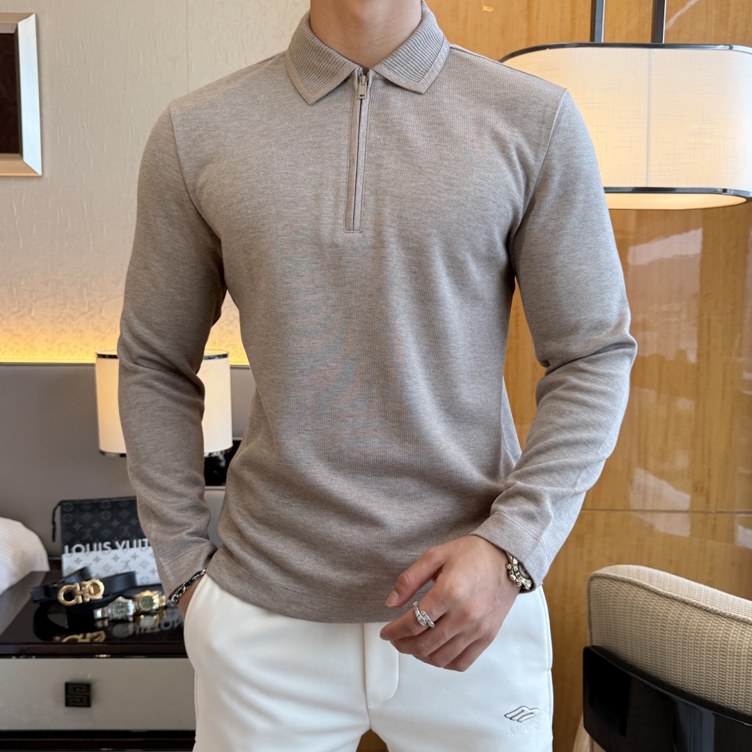Men's Long Sleeve Wool Blend Polo Shirt - Casual Fashion Top 3 cmp i1756658804222 2790 0 1