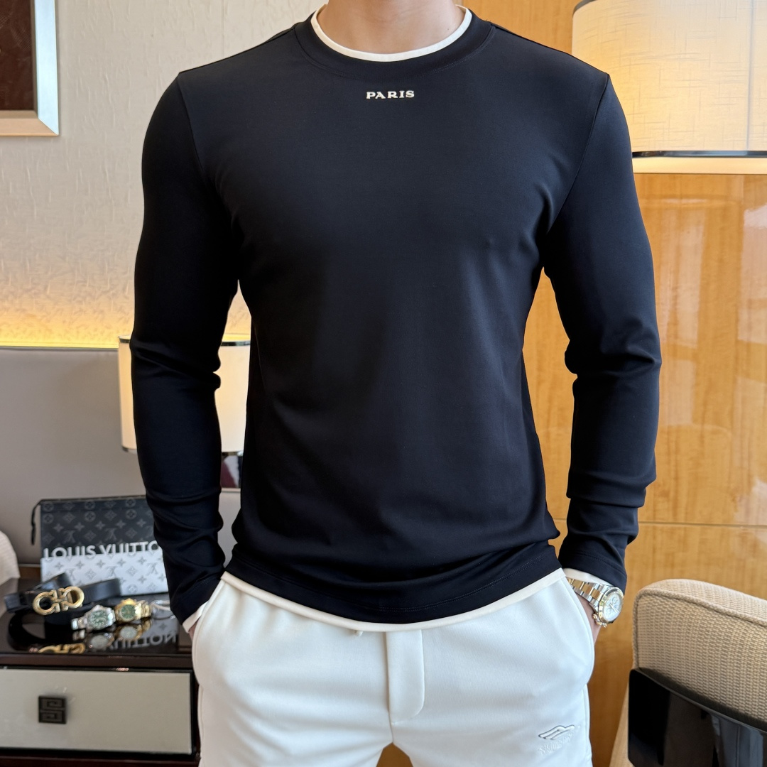 NO:528456,Prada - 2025ss autumn clothing big cashmere long-sleeved T-shirt, using customized high-end cotton fabrics, fashionable brand element logo design, soft, delicate, comfortable and warm, made with multiple craftsmanship, basic base shirts are indispensable for men's wardrobe. They can be matched with various clothing anytime and anywhere to meet your daily needs. The clothes design is simple but not simple. Dear, hurry up and buy it. Standard version size M~3XL, maximum wearable 190 pounds!  ,,prada,tees,t-shirt,alexander wang19860909普拉达 - 2025ss秋装大爆款羊绒长袖T恤,采用定制高级棉面料 时尚大牌元素logo设计,柔软细腻舒适保暖,多重工艺制作,男人的衣柜都少不了基础打底衫 随时随地都可以拿来搭配各种服饰 满足您日常生活需求 ,衣服设计简约而不简单 , 亲们赶紧入手 标准版型 尺码M~3XL 最大可穿190斤！,,prada,tees，t-shirt,alexander wang,Men's clothing