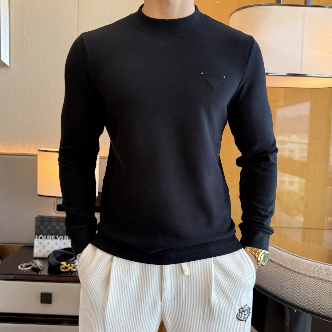 NO:657417,Prada - 2025ss autumn popular cashmere long-sleeved T-shirt, made of customized high-grade cotton fabric, fashionable big-name element logo design, soft, delicate, comfortable and warm, made with multiple processes, a basic base layer shirt is indispensable in men's wardrobe. It can be used to match various clothes anytime and anywhere to meet your daily needs. The design of the clothes is simple but not simple. Dear friends, hurry up and get it. Standard version, size M~3XL, can wear up to 190 pounds!  ,,prada,tees,t-shirt,alexander wang19860909普拉达 - 2025ss秋装大爆款羊绒长袖T恤,采用定制高级棉面料 时尚大牌元素logo设计,柔软细腻舒适保暖,多重工艺制作,男人的衣柜都少不了基础打底衫 随时随地都可以拿来搭配各种服饰 满足您日常生活需求 ,衣服设计简约而不简单 , 亲们赶紧入手 标准版型 尺码M~3XL 最大可穿190斤！,,prada,tees，t-shirt,alexander wang,Men's clothing