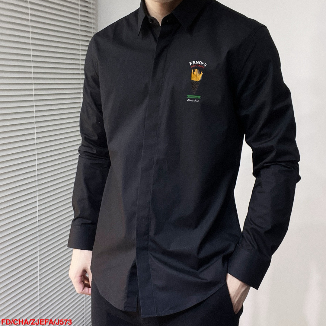 Luxury Men’s 100% Cotton Shirt by FD-FENDI, Soft and Comfortable Fabric, Perfect for Stage. - 图片 7