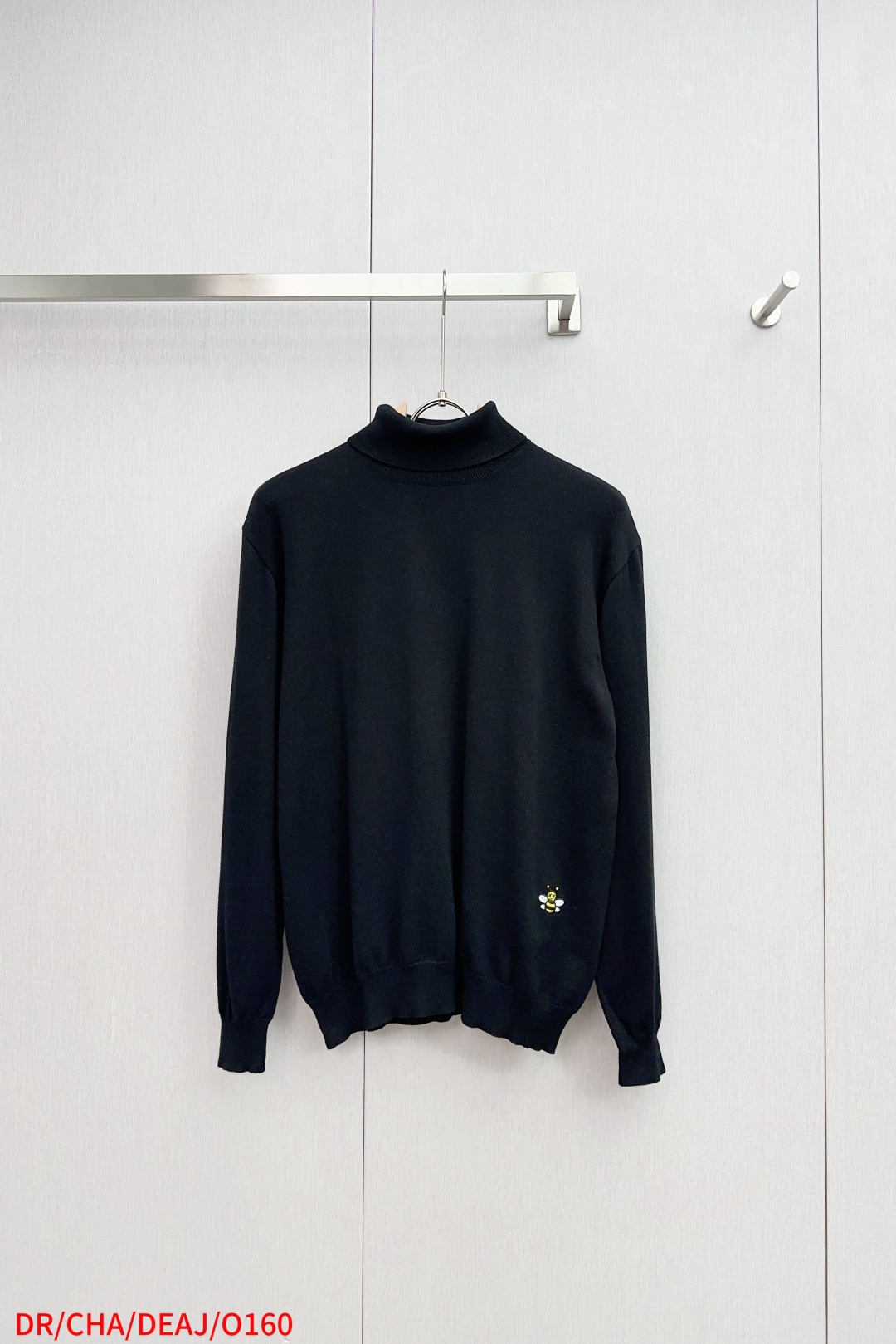Dior Small Bee Embroidered Knit Shirt in Wool and Cotton Blend