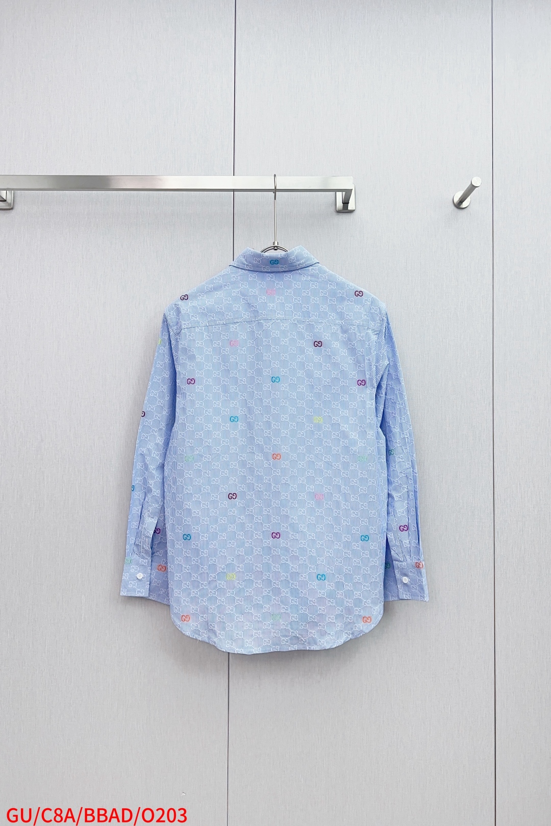 Gooch 25ss’ New Regular Shirt: Light Blue & White Striped Cotton with GG Cutter - 图片 2