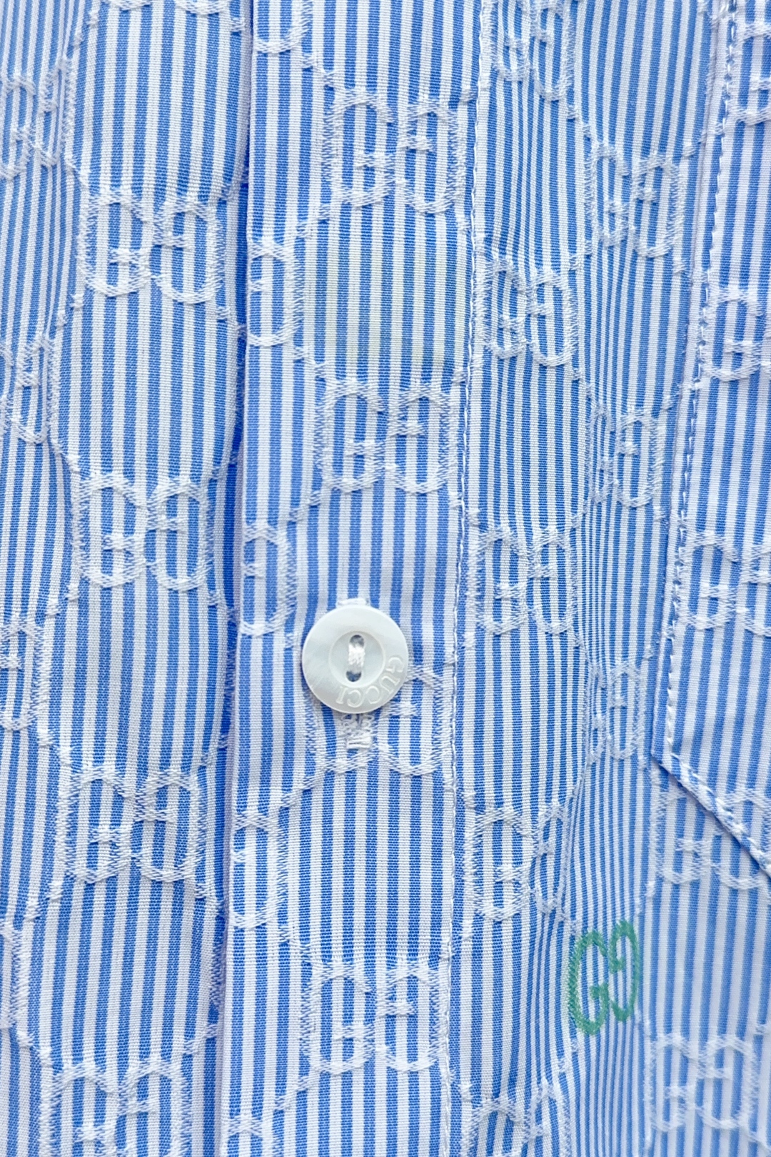 Gooch 25ss’ New Regular Shirt: Light Blue & White Striped Cotton with GG Cutter - 图片 5