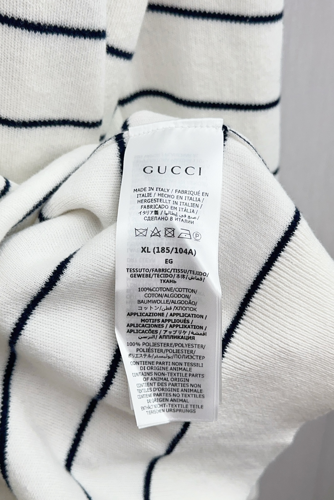 Gucci Embroidered Striped Cotton V-Neck Shirt in Multiple Sizes - 图片 9