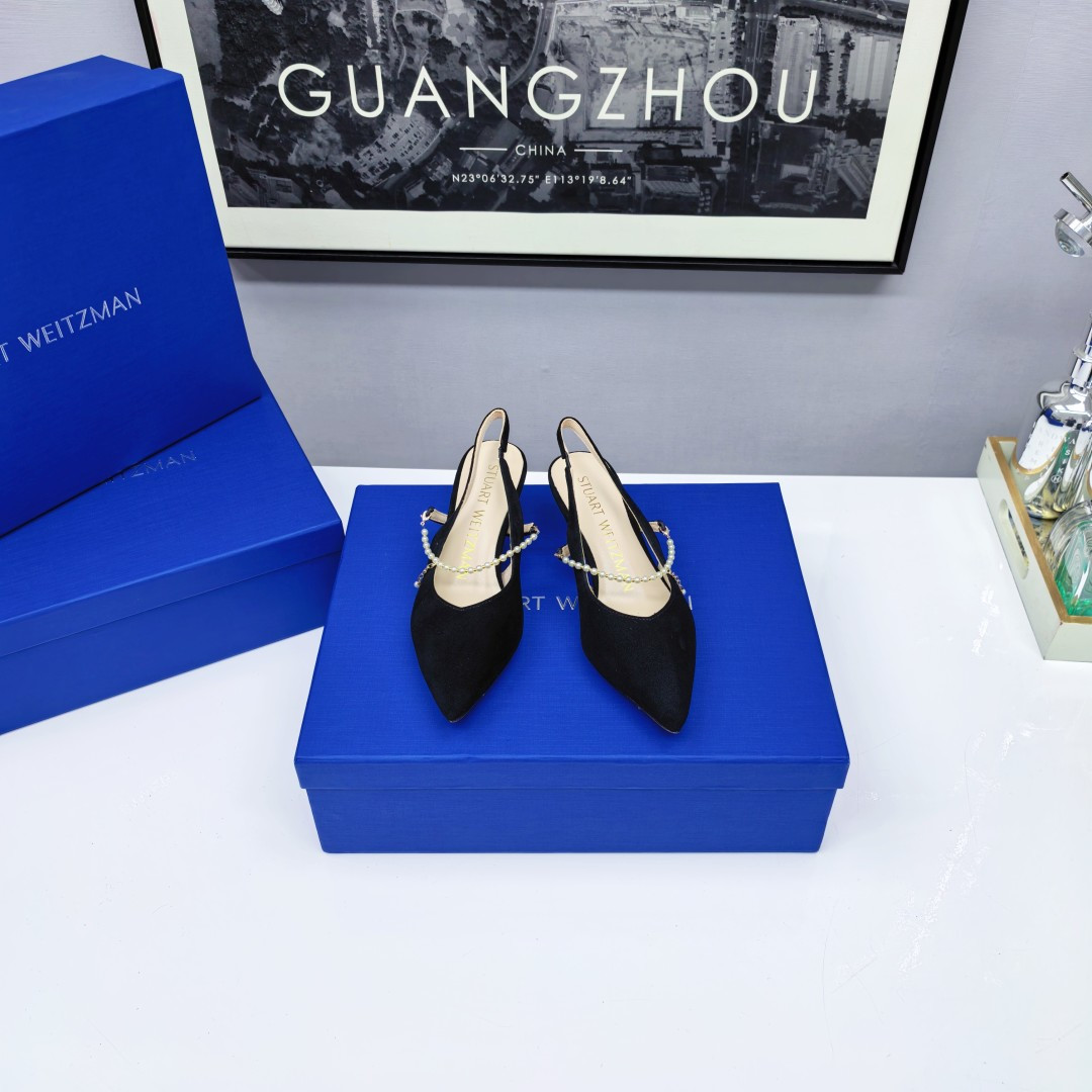 NO:247243,SW original version purchased, one to one original replica, pearl chain cat heel shoes!  Rewrite the definition of beauty with 