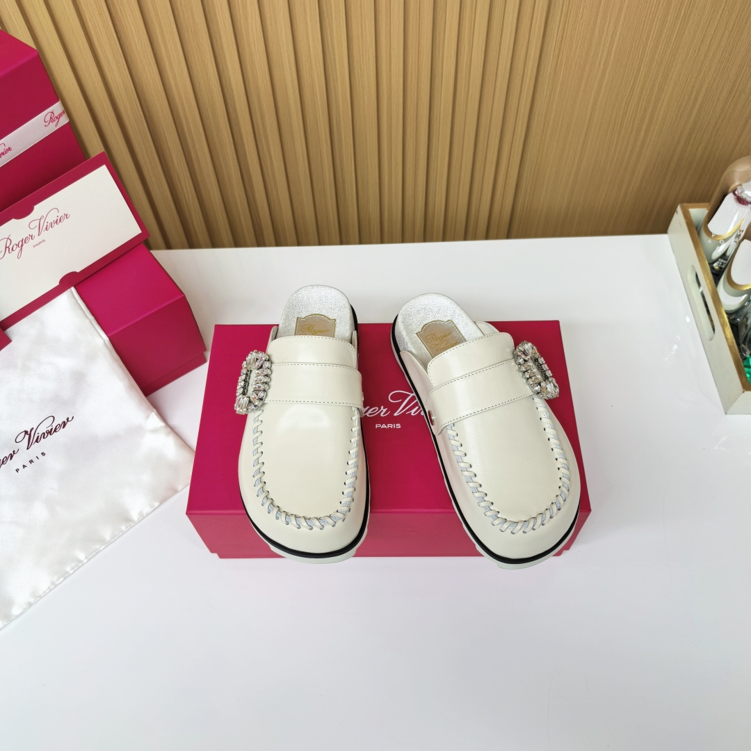 NO:412265,White leather surface, half drag19860909白色皮面,半拖,Women's Shoes