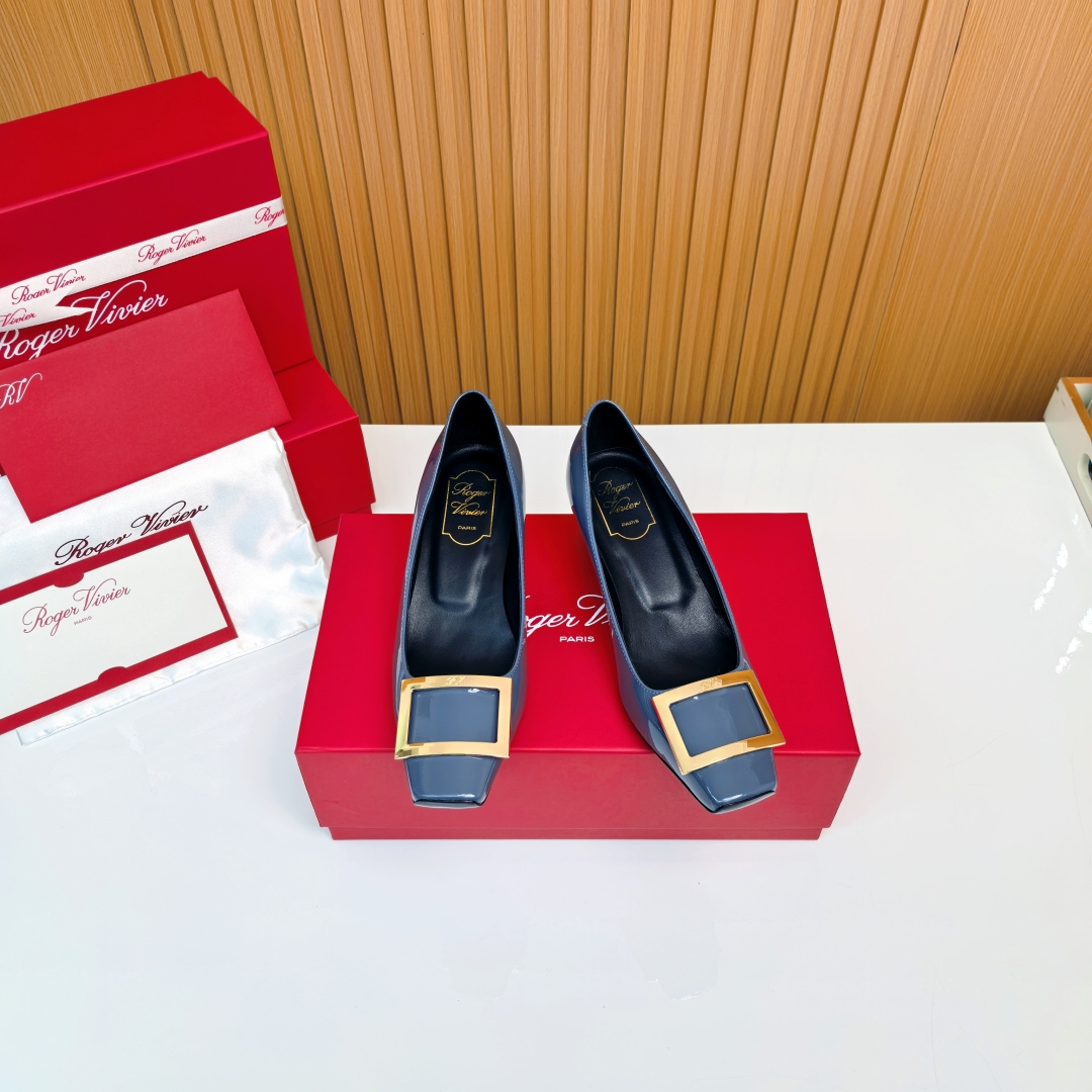 NO:751361,RV 4.5cm horn heel 'fog blue', single shoes19860909RV 4.5cm喇叭跟『雾蓝』,单鞋,Women's Shoes