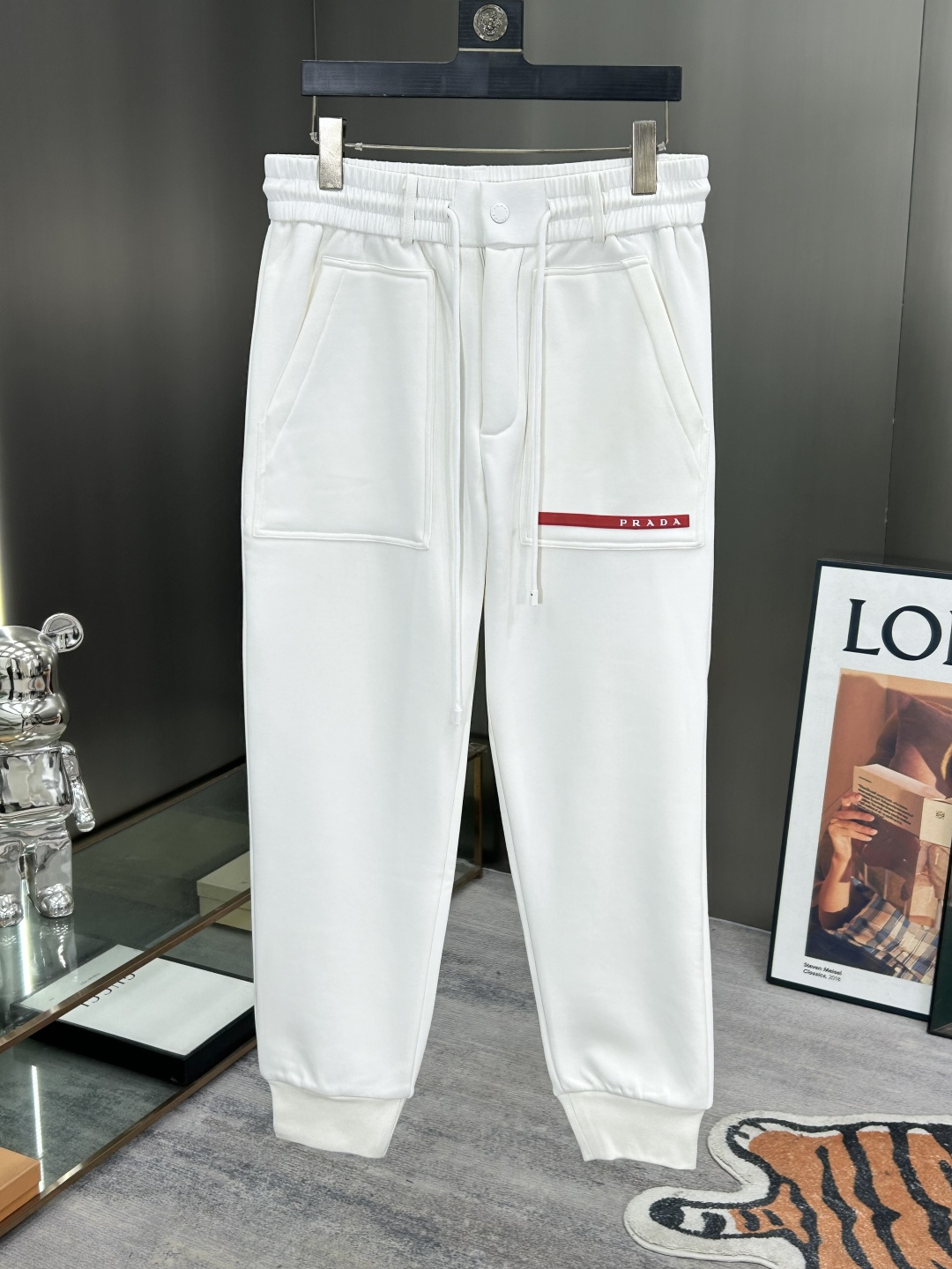 Prada Men's Fleece Sweatpants Stylish Casual Trousers for Winter Warmth