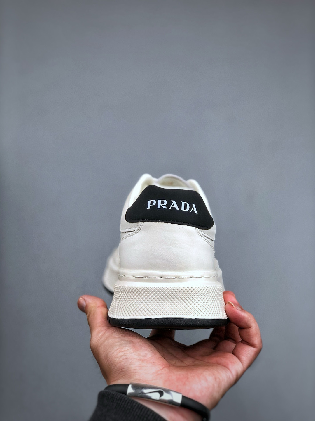 Prada Men's White Leather Lace-Up Sneakers with Logo Detail - Size 39-44 4 cmp i1746031766790 2176 0 2