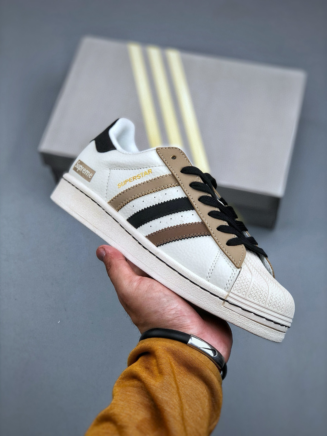 Adidas Originals Superstar Supreme White Brown Classic Shell Toe Shoes 8 cmp i1746638385548 2687 0 6