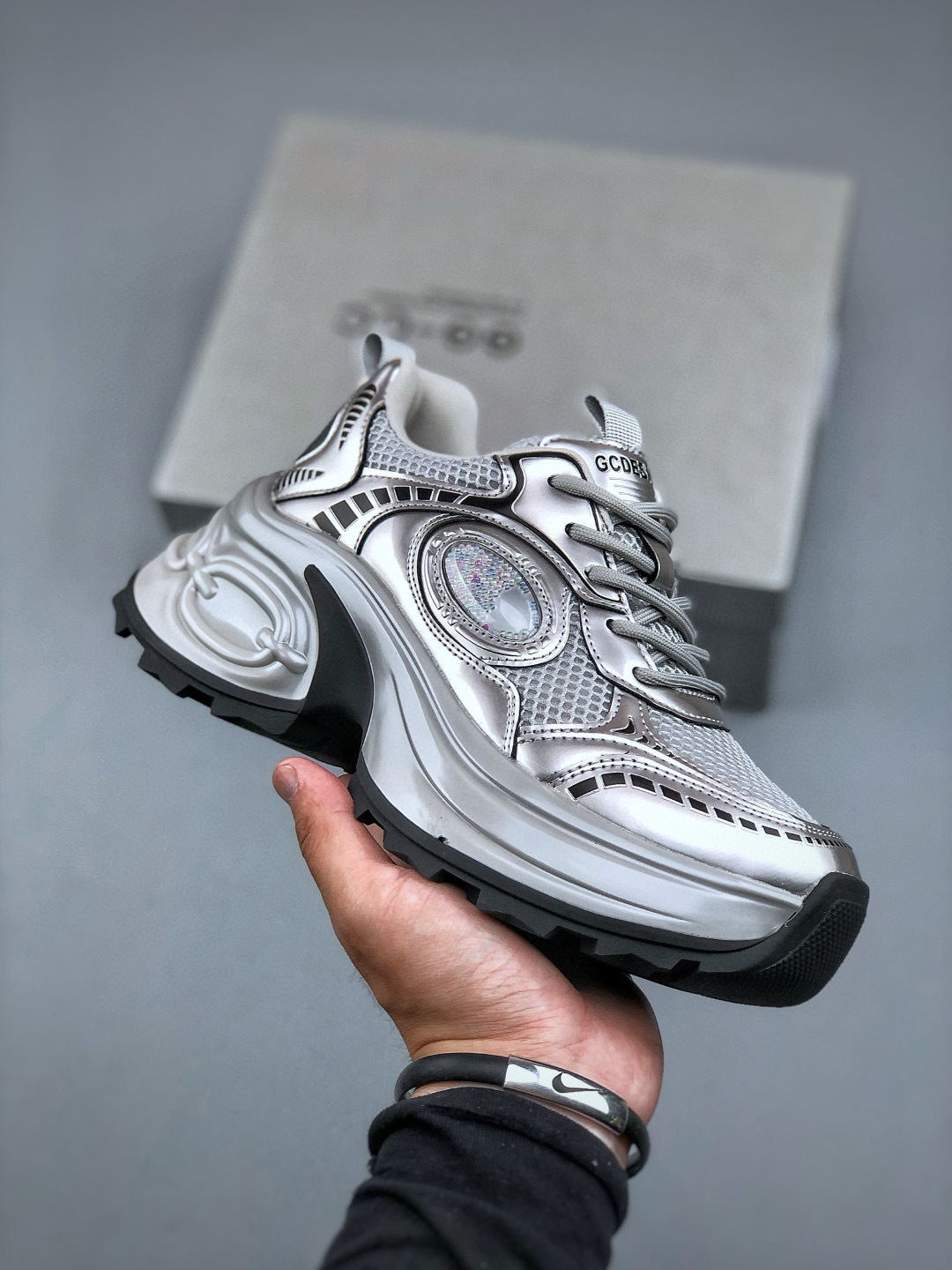 GCD Wearable Silver Women's Sneakers Chunky Platform Height Increasing Shoes 2 cmp i1746990848944 4515 0 0