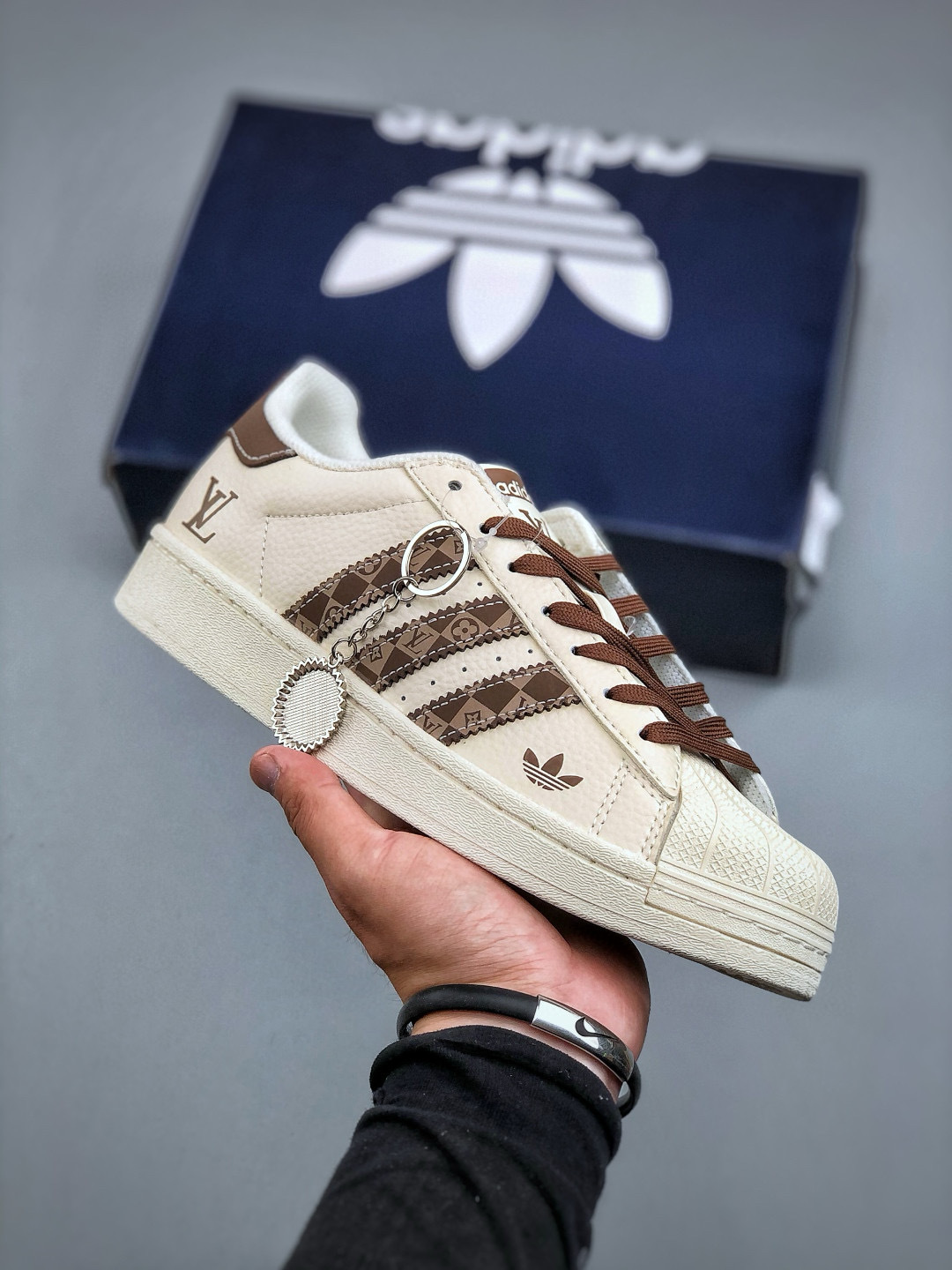 Adidas Superstar Classic Beige/Brown Custom Sneakers with Shell Toe Design 2 cmp i1746991961721 1795 0 0