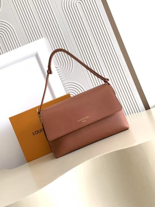 Louis Vuitton Low Key Messenger Bag in Brown Leather with Monogram Pouch 1 Louis Vuitton Low Key Messenger Bag in Brown Leather with Monogram Pouch