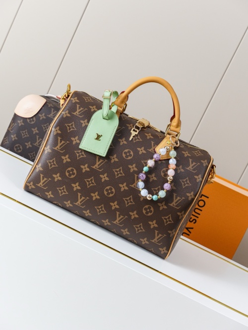 Louis Vuitton Speedy Soft 30 Lucky Handbag Monogram Canvas with Leather Trim 1 Louis Vuitton Speedy Soft 30 Lucky Handbag Monogram Canvas with Leather Trim