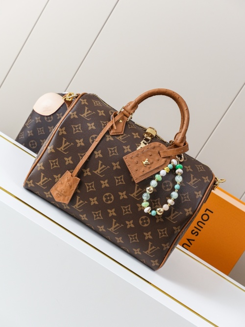 Louis Vuitton Speedy Soft 30 Boho Bag Monogram Canvas with Ostrich Trim 1 Louis Vuitton Speedy Soft 30 Boho Bag Monogram Canvas with Ostrich Trim
