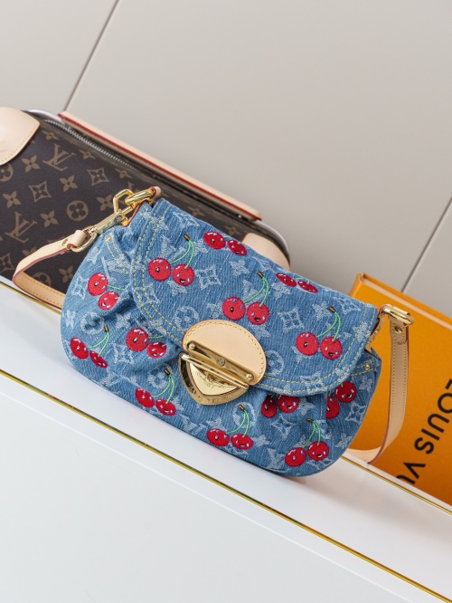 Louis Vuitton Sunset Bag Monogram Cherry Denim with Leather Trim 1 Louis Vuitton Sunset Bag Monogram Cherry Denim with Leather Trim