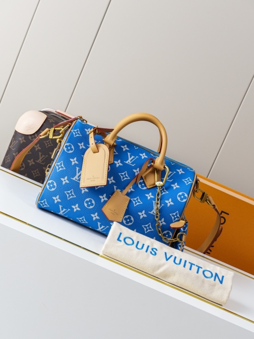 Louis Vuitton Speedy Bandoulière 25 Monogram Leather Handbag, Blue 1 Louis Vuitton Speedy Bandoulière 25 Monogram Leather Handbag, Blue