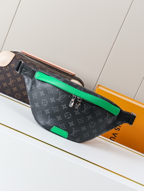Louis Vuitton Monogram Eclipse Discovery Bumbag with Green Leather Accent 1 Louis Vuitton Monogram Eclipse Discovery Bumbag with Green Leather Accent
